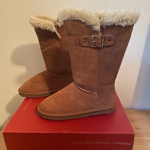 Style & Co Brown Suede Boots w/ Cream Faux Fur Trim Women's 6M NWT